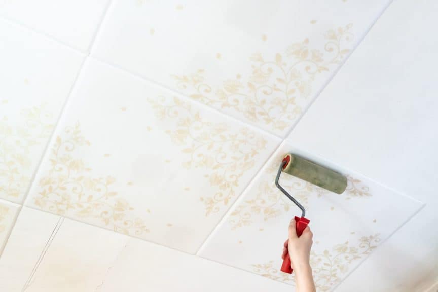 Painting Styrofoam Ceiling Tiles with Roller