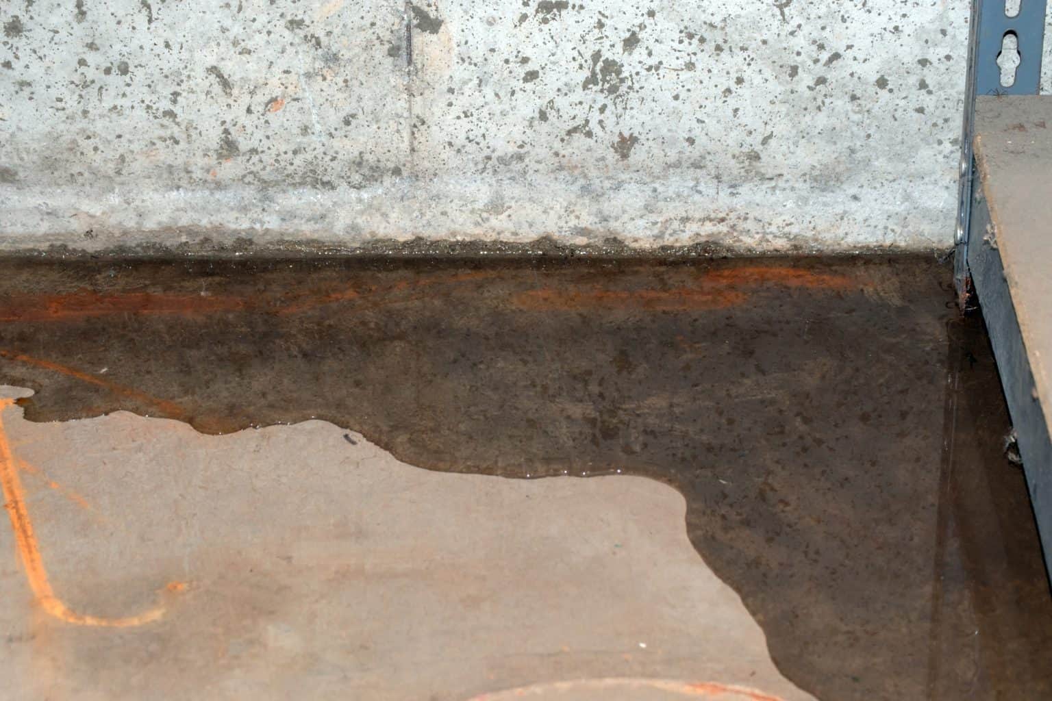 water seeping through concrete pool