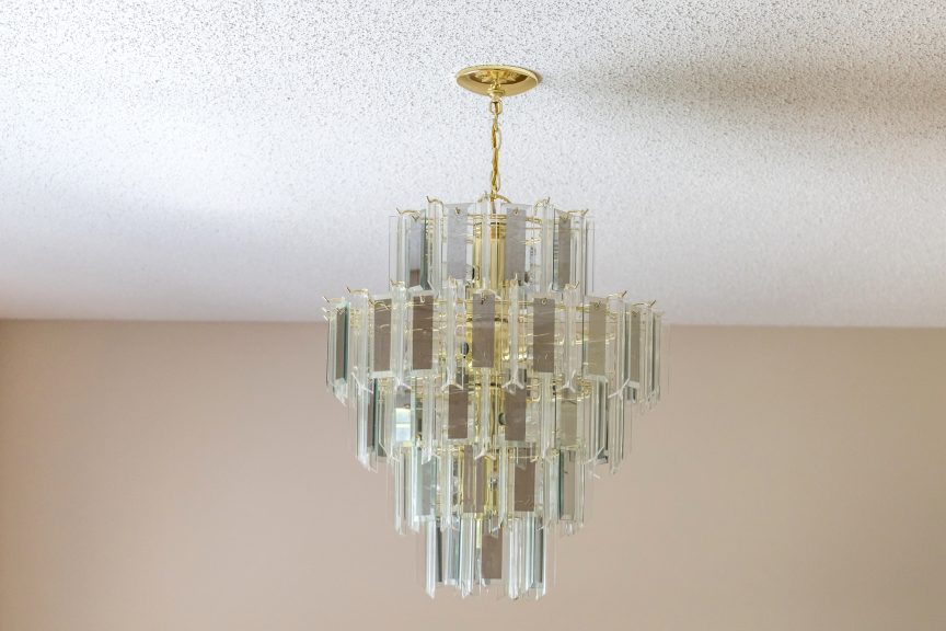 Textured Ceiling and Chandelier