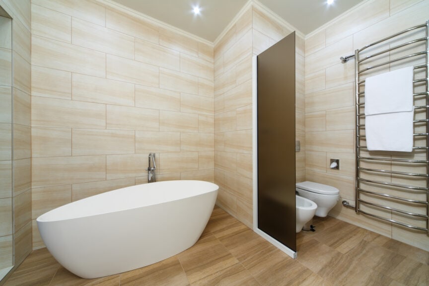 Bathroom with Heated Towel Rack