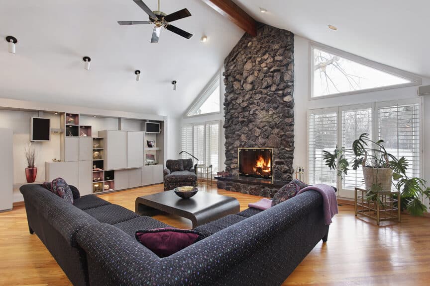 Stone Fireplace in Living Room